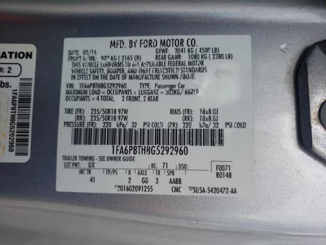Photo 10 from auction – 2016 FORD MUSTANG with VIN 1FA6P8TH8G5292960