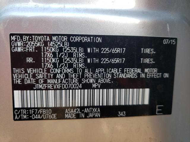 Photo 10 from auction – 2015 TOYOTA RAV4 LE with VIN JTMZFREVXFD070024