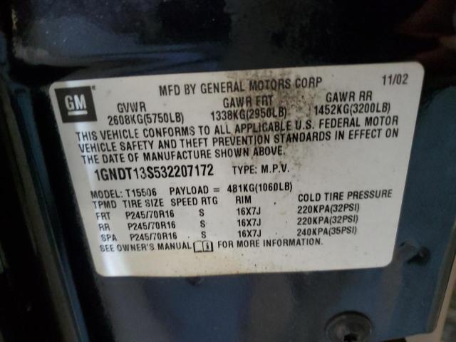 Photo 10 from auction – 2003 CHEVROLET TRAILBLAZE with VIN 1GNDT13S532207172