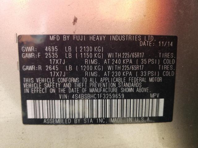 Photo 10 from auction – 2015 SUBARU OUTBACK 2. with VIN 4S4BSBHC1F3259659