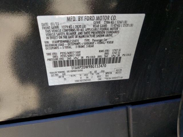 Photo 10 from auction – 2011 FORD TAURUS SE with VIN 1FAHP2DW9BG153470