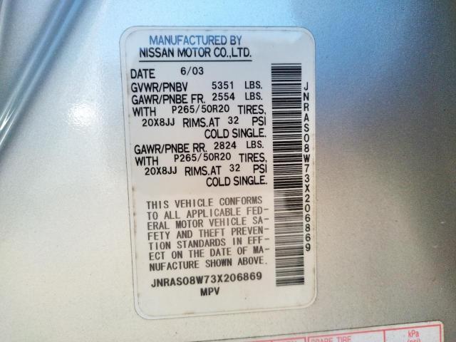 Photo 10 from auction – 2003 INFINITI FX35 with VIN JNRAS08W73X206869