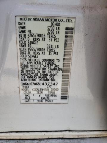 Photo 10 from auction – 2008 NISSAN FRONTIER C with VIN 1N6AD07U68C437347
