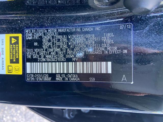 Photo 10 from auction – 2013 LEXUS RX 350 BAS with VIN 2T2BK1BA3DC219363