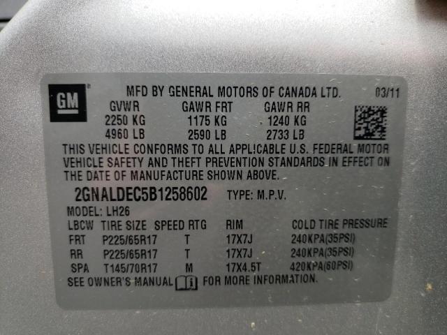 Photo 10 from auction – 2011 CHEVROLET EQUINOX LT with VIN 2GNALDEC5B1258602