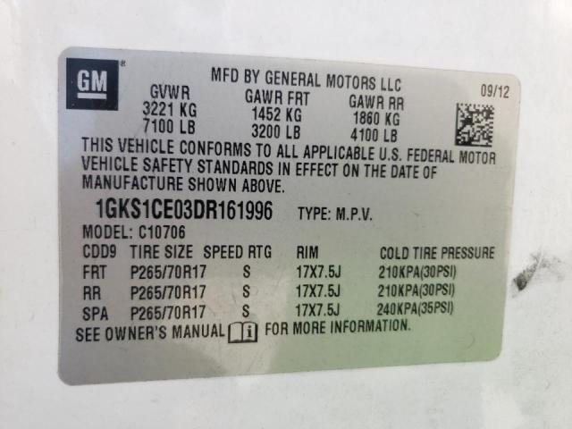 Photo 10 from auction – 2013 GMC YUKON SLT with VIN 1GKS1CE03DR161996