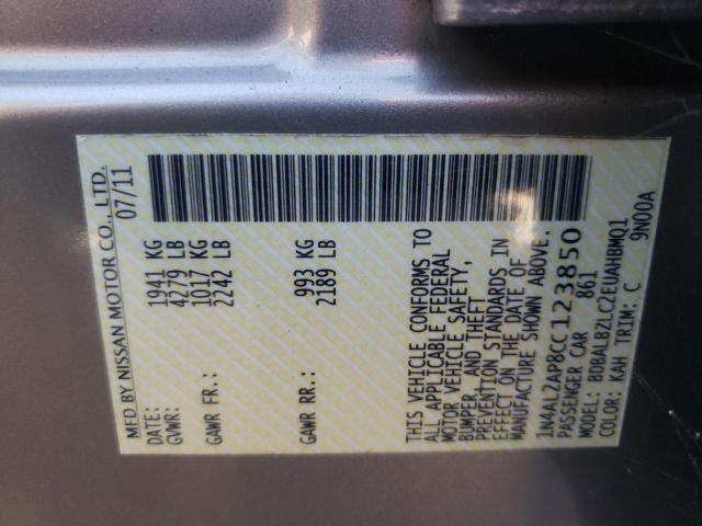 Photo 10 from auction – 2012 NISSAN ALTIMA BAS with VIN 1N4AL2AP8CC123850