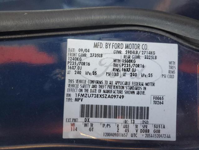 Photo 10 from auction – 2005 FORD EXPLORER X with VIN 1FMZU73EX5ZA09749