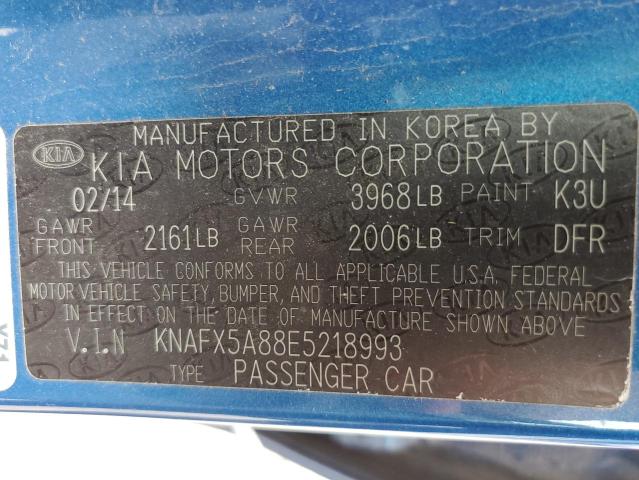 Photo 10 from auction – 2014 KIA FORTE EX with VIN KNAFX5A88E5218993