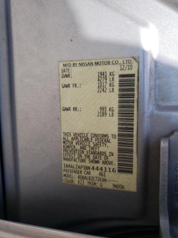 Photo 10 from auction – 2011 NISSAN ALTIMA BAS with VIN 1N4AL2AP3BN444116