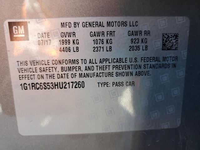 Photo 10 from auction – 2017 CHEVROLET VOLT LT with VIN 1G1RC6S53HU217260