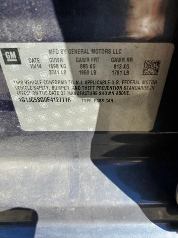 Photo 10 from auction – 2015 CHEVROLET SONIC LT with VIN 1G1JC5SG0F4127778