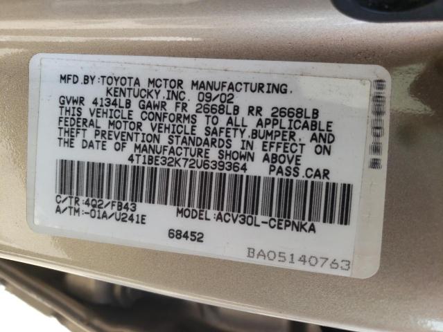 Photo 10 from auction – 2002 TOYOTA CAMRY LE with VIN 4T1BE32K72U639364
