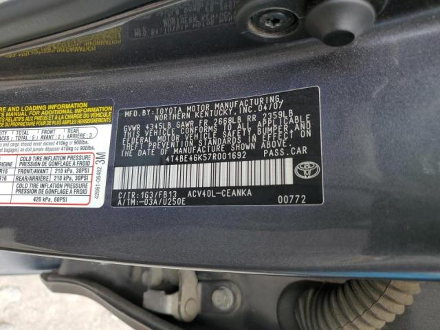 Photo 10 from auction – 2007 TOYOTA CAMRY CE with VIN 4T4BE46K57R001692