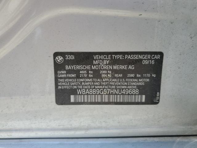 Photo 10 from auction – 2017 BMW 330 I with VIN WBA8B9G57HNU49688