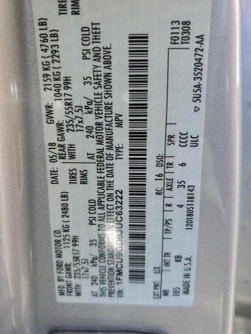 Photo 10 from auction – 2018 FORD ESCAPE SE with VIN 1FMCU9GD9JUC63222