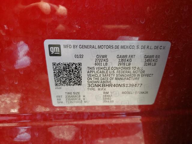 Photo 10 from auction – 2022 CHEVROLET BLAZER 2LT with VIN 3GNKBHR40NS139477