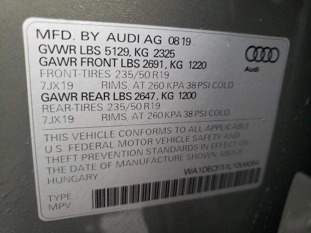 Photo 10 from auction – 2020 AUDI Q3 PREMIUM with VIN WA1DECF31L1006064