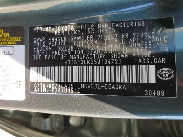 Photo 10 from auction – 2005 TOYOTA CAMRY LE with VIN 4T1BF30K25U104723