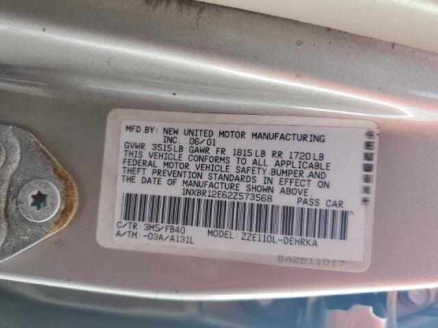 Photo 10 from auction – 2002 TOYOTA COROLLA CE with VIN 1NXBR12E62Z573568