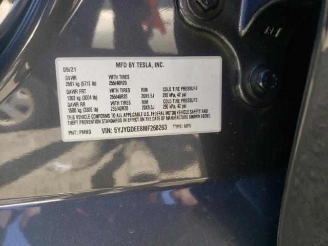 Photo 10 from auction – 2021 TESLA MODEL Y with VIN 5YJYGDEE8MF268263