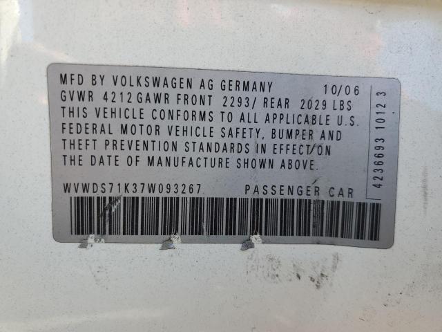 Photo 10 from auction – 2007 VOLKSWAGEN RABBIT with VIN WVWDS71K37W093267