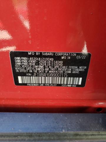 Photo 10 from auction – 2022 SUBARU WRX PREMIU with VIN JF1VBAF6XN9007175
