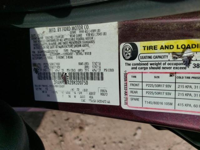 Photo 10 from auction – 2011 FORD FUSION SE with VIN 3FAHP0HA2BR320750