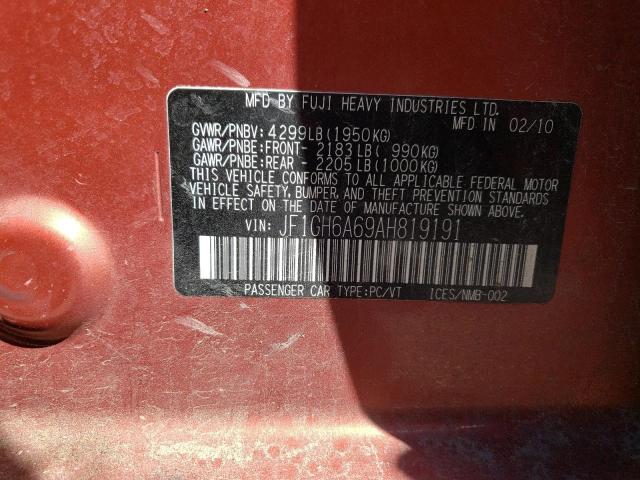 Photo 10 from auction – 2010 SUBARU IMPREZA 2. with VIN JF1GH6A69AH819191
