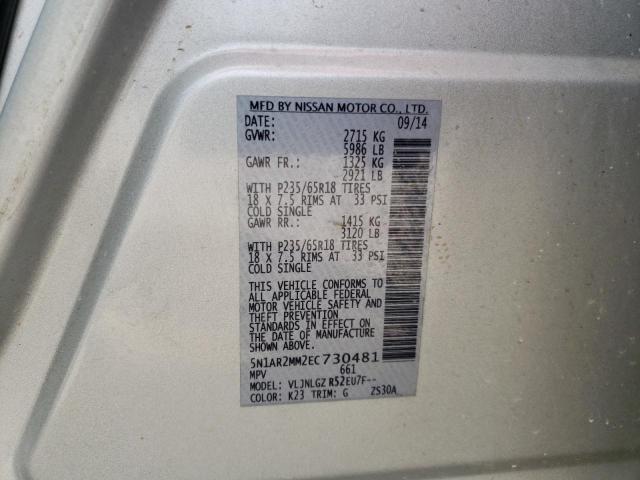 Photo 10 from auction – 2014 NISSAN PATHFINDER with VIN 5N1AR2MM2EC730481