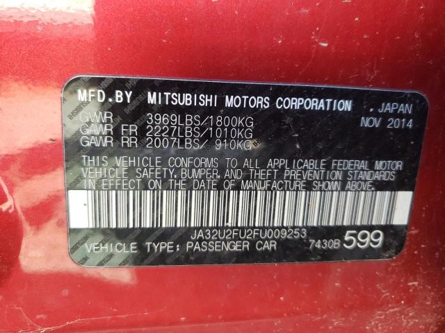 Photo 10 from auction – 2015 MITSUBISHI LANCER ES with VIN JA32U2FU2FU009253