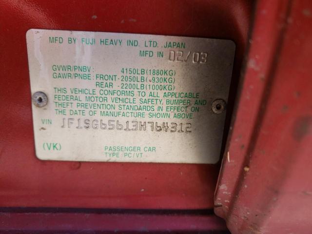 Photo 10 from auction – 2003 SUBARU FORESTER 2 with VIN JF1SG65613H764312