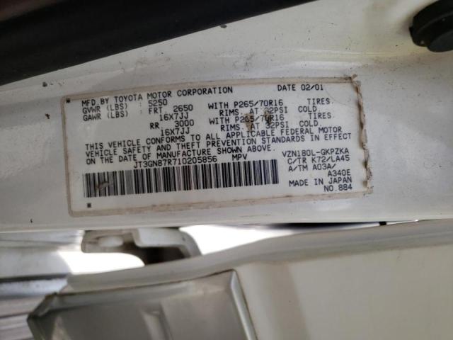 Photo 10 from auction – 2001 TOYOTA 4RUNNER LI with VIN JT3GN87R710205856