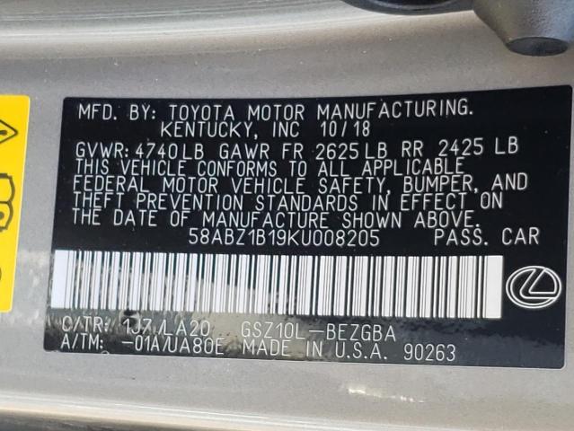 Photo 10 from auction – 2019 LEXUS ES 350 with VIN 58ABZ1B19KU008205