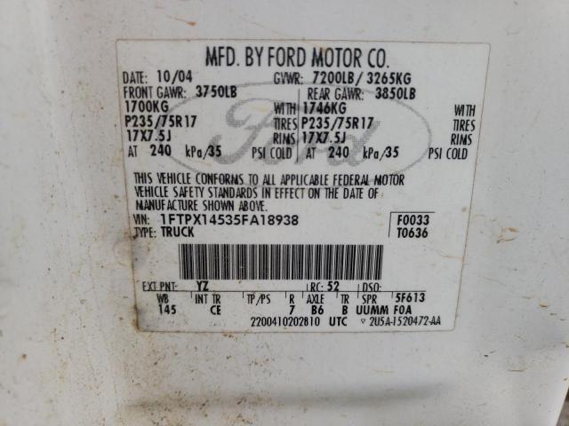 Photo 10 from auction – 2005 FORD F150 with VIN 1FTPX14535FA18938
