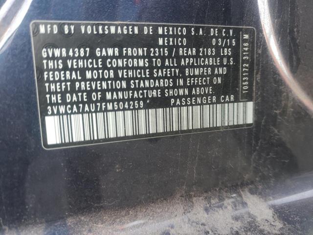 Photo 10 from auction – 2015 VOLKSWAGEN GOLF with VIN 3VWCA7AU7FM504259