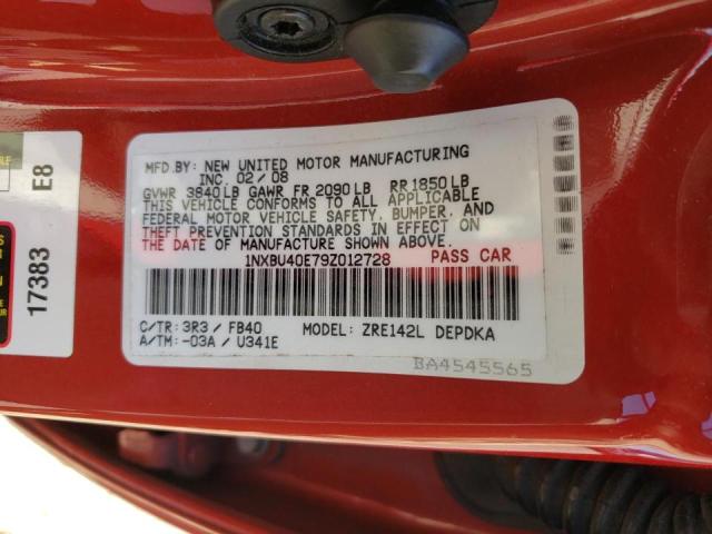 Photo 10 from auction – 2009 TOYOTA COROLLA BA with VIN 1NXBU40E79Z012728