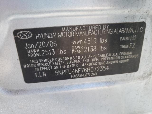 Photo 10 from auction – 2006 HYUNDAI SONATA with VIN 5NPEU46F76H072354