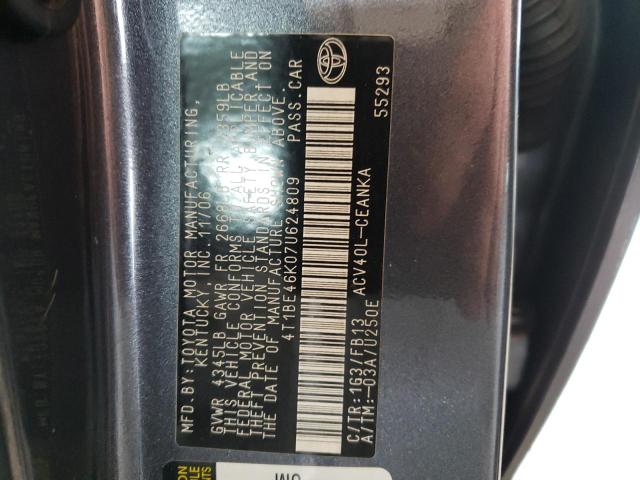 Photo 10 from auction – 2007 TOYOTA CAMRY CE with VIN 4T1BE46K07U624809