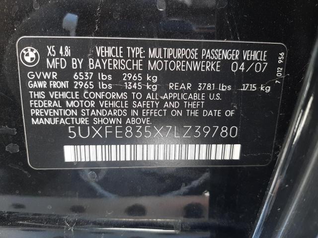 Photo 10 from auction – 2007 BMW X5 4.8I with VIN 5UXFE835X7LZ39780
