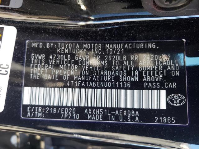 Photo 10 from auction – 2022 TOYOTA AVALON NIG with VIN 4T1EA1AB6NU011136