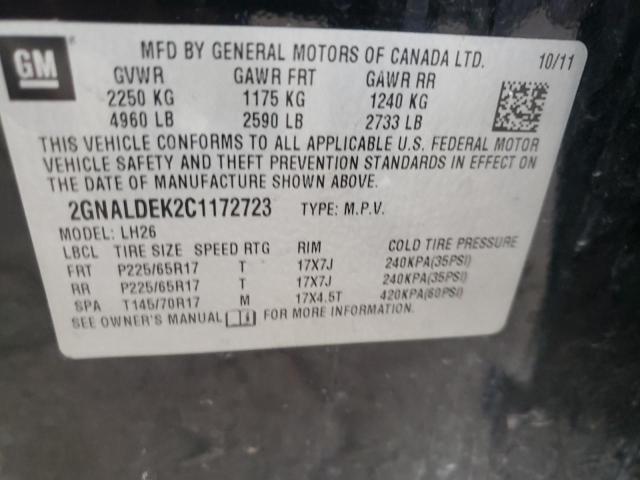 Photo 10 from auction – 2012 CHEVROLET EQUINOX LT with VIN 2GNALDEK2C1172723