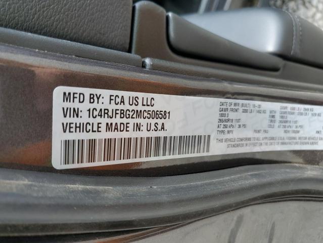 Photo 10 from auction – 2021 JEEP GRAND CHER with VIN 1C4RJFBG2MC506581