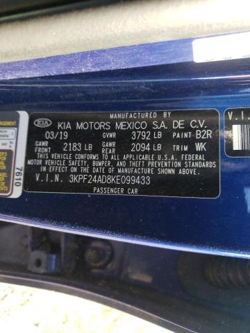 Photo 10 from auction – 2019 KIA FORTE FE with VIN 3KPF24AD8KE099433