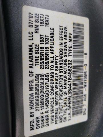 Photo 10 from auction – 2007 HONDA ODYSSEY EX with VIN 5FNRL38447B456232
