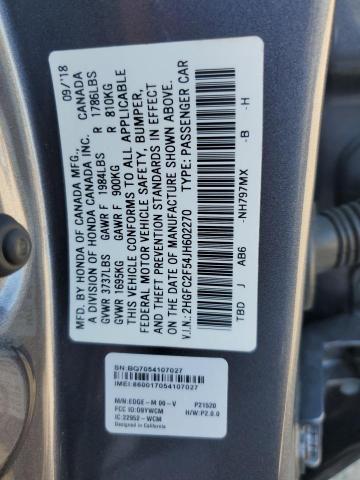 Photo 10 from auction – 2018 HONDA CIVIC LX with VIN 2HGFC2F54JH602270