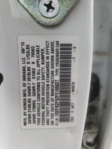 Photo 10 from auction – 2015 HONDA CIVIC LX with VIN 19XFB2F52FE105027