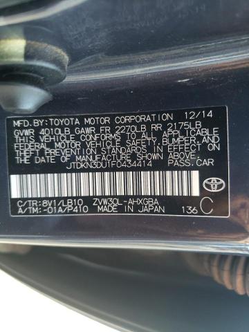 Photo 10 from auction – 2015 TOYOTA PRIUS with VIN JTDKN3DU1F0434414