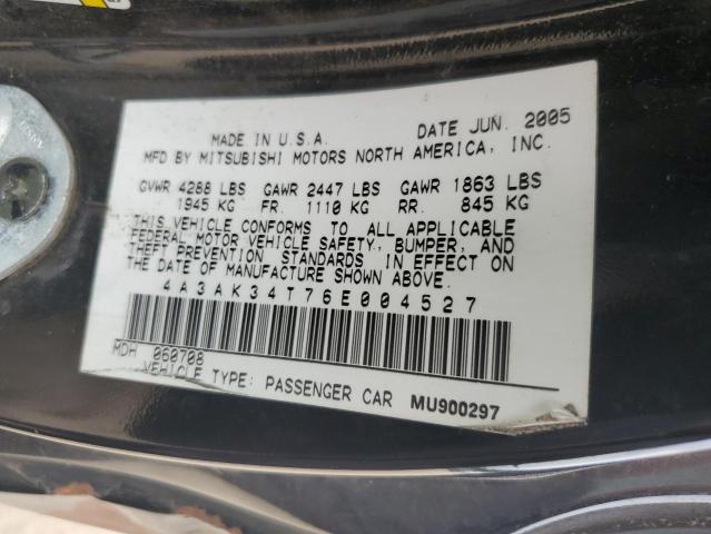 Photo 10 from auction – 2006 MITSUBISHI ECLIPSE GT with VIN 4A3AK34T76E004527