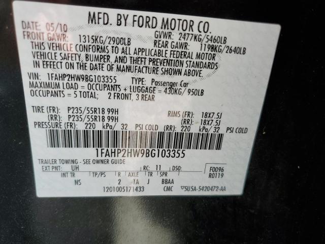 Photo 10 from auction – 2011 FORD TAURUS SEL with VIN 1FAHP2HW9BG103355